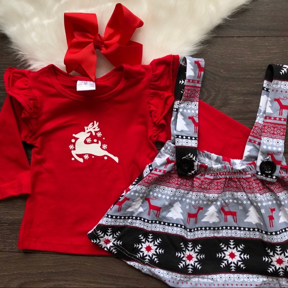 Toddler Girl Boutique Reindeer Jumper Set - Picture 2 of 2